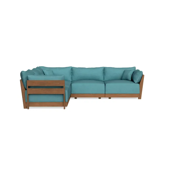 Modular Bondi Espresso 5-Seater Corner Sectional in Blue Lagoon | Memory Foam Blend