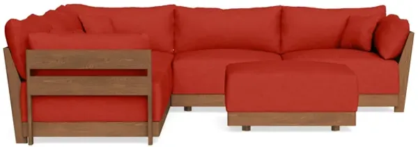 Modular Bondi Espresso 5-Seater Corner Sectional + Ottoman in Cayenne | Memory Foam Blend