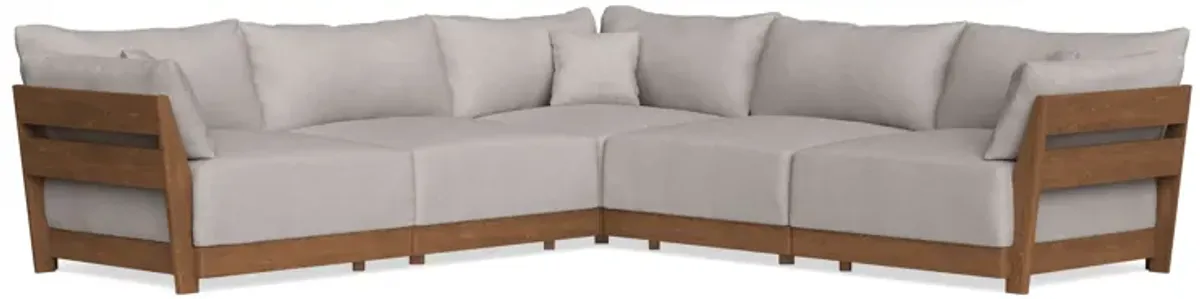 Modular Bondi Espresso 5-Seater Corner Sectional in Cloud | Memory Foam Blend