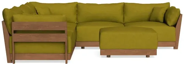 Modular Bondi Espresso 5-Seater Corner Sectional + Ottoman in Olive Green | Memory Foam Blend