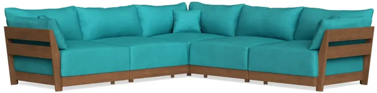 Modular Bondi Espresso 5-Seater Corner Sectional in Pool | Memory Foam Blend