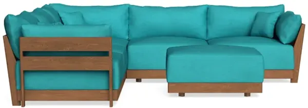 Modular Bondi Espresso 5-Seater Corner Sectional + Ottoman in Pool | Memory Foam Blend