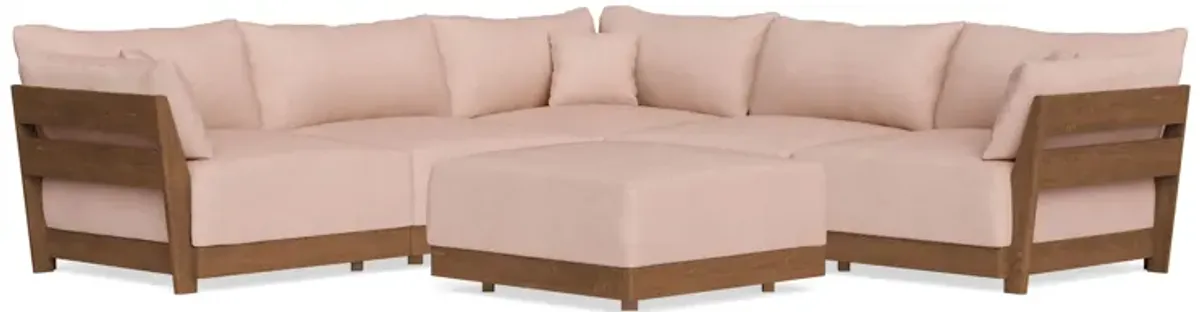 Modular Bondi Espresso 5-Seater Corner Sectional + Ottoman in Rose Quartz | Memory Foam Blend