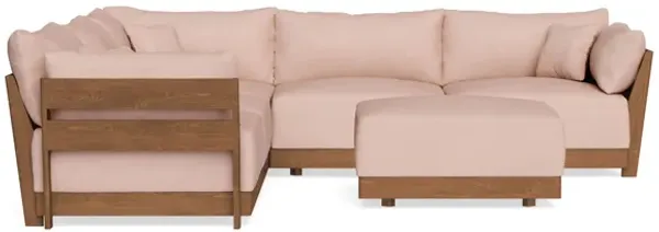 Modular Bondi Espresso 5-Seater Corner Sectional + Ottoman in Rose Quartz | Memory Foam Blend