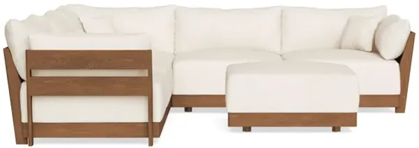 Modular Bondi Espresso 5-Seater Corner Sectional + Ottoman in Powder | Memory Foam Blend