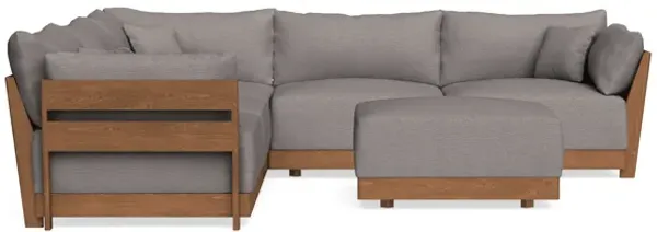 Modular Bondi Espresso 5-Seater Corner Sectional + Ottoman in Cement | Memory Foam Blend