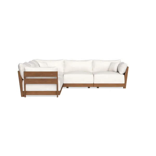 Modular Bondi Espresso 5-Seater Corner Sectional in Macaroon | Memory Foam Blend
