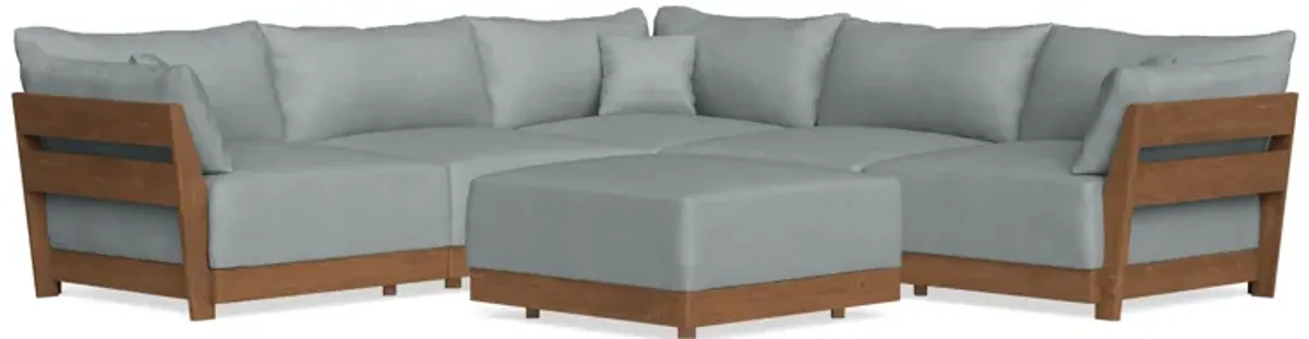 Modular Bondi Espresso 5-Seater Corner Sectional + Ottoman in Light Steel | Memory Foam Blend