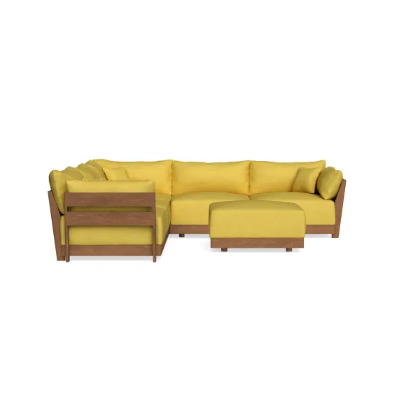 Modular Bondi Espresso 5-Seater Corner Sectional + Ottoman in Daffodil | Memory Foam Blend