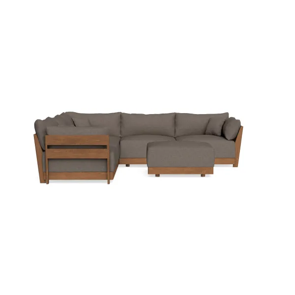 Modular Bondi Espresso 5-Seater Corner Sectional + Ottoman in Smoke | Memory Foam Blend