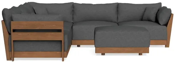 Modular Bondi Espresso 5-Seater Corner Sectional + Ottoman in Pebble | Memory Foam Blend