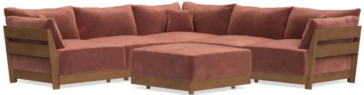 Modular Bondi Espresso 5-Seater Corner Sectional + Ottoman in Spice | Memory Foam Blend