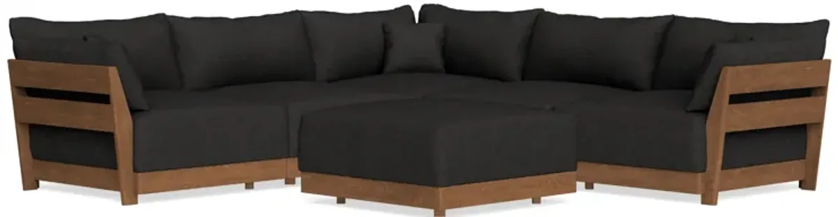 Modular Bondi Espresso 5-Seater Corner Sectional + Ottoman in Peppercorn | Memory Foam Blend