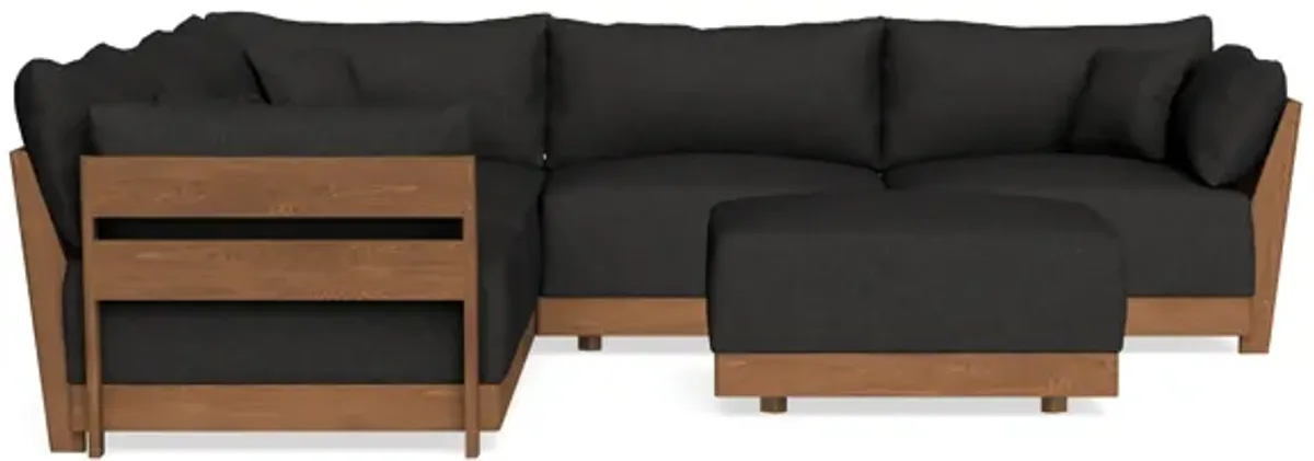 Modular Bondi Espresso 5-Seater Corner Sectional + Ottoman in Peppercorn | Memory Foam Blend
