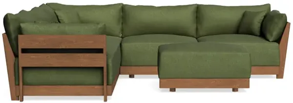 Modular Bondi Espresso 5-Seater Corner Sectional + Ottoman in Fern | Memory Foam Blend