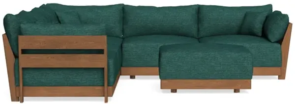Modular Bondi Espresso 5-Seater Corner Sectional + Ottoman in Forest Green | Memory Foam Blend