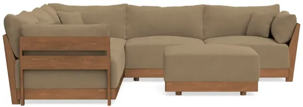 Modular Bondi Espresso 5-Seater Corner Sectional + Ottoman in Macchiato | Memory Foam Blend