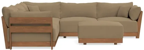 Modular Bondi Espresso 5-Seater Corner Sectional + Ottoman in Macchiato | Memory Foam Blend