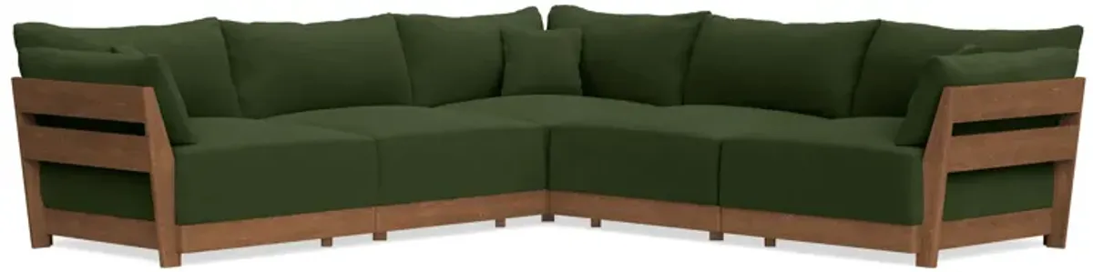 Modular Bondi Espresso 5-Seater Corner Sectional in Tuscan Green | Memory Foam Blend