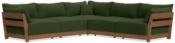 Modular Bondi Espresso 5-Seater Corner Sectional in Tuscan Green | Memory Foam Blend