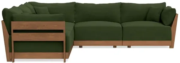 Modular Bondi Espresso 5-Seater Corner Sectional in Tuscan Green | Memory Foam Blend