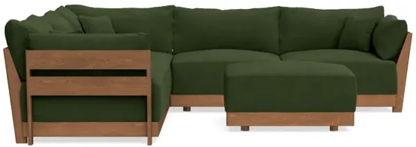 Modular Bondi Espresso 5-Seater Corner Sectional + Ottoman in Tuscan Green | Memory Foam Blend