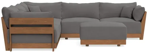 Modular Bondi Espresso 5-Seater Corner Sectional + Ottoman in Burnt Ember | Memory Foam Blend