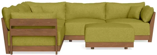 Modular Bondi Espresso 5-Seater Corner Sectional + Ottoman in Avocado | Memory Foam Blend