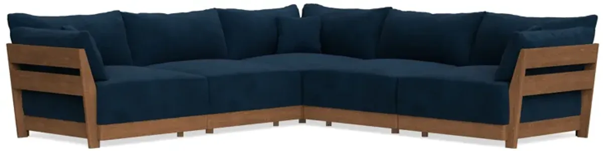 Modular Bondi Espresso 5-Seater Corner Sectional in Royal Blue | Memory Foam Blend