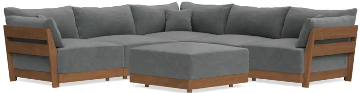 Modular Bondi Espresso 5-Seater Corner Sectional + Ottoman in Chimney Gray | Memory Foam Blend