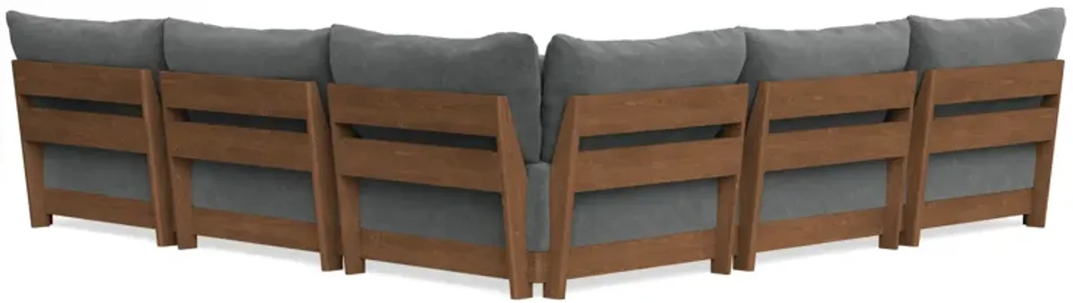 Modular Bondi Espresso 5-Seater Corner Sectional + Ottoman in Chimney Gray | Memory Foam Blend