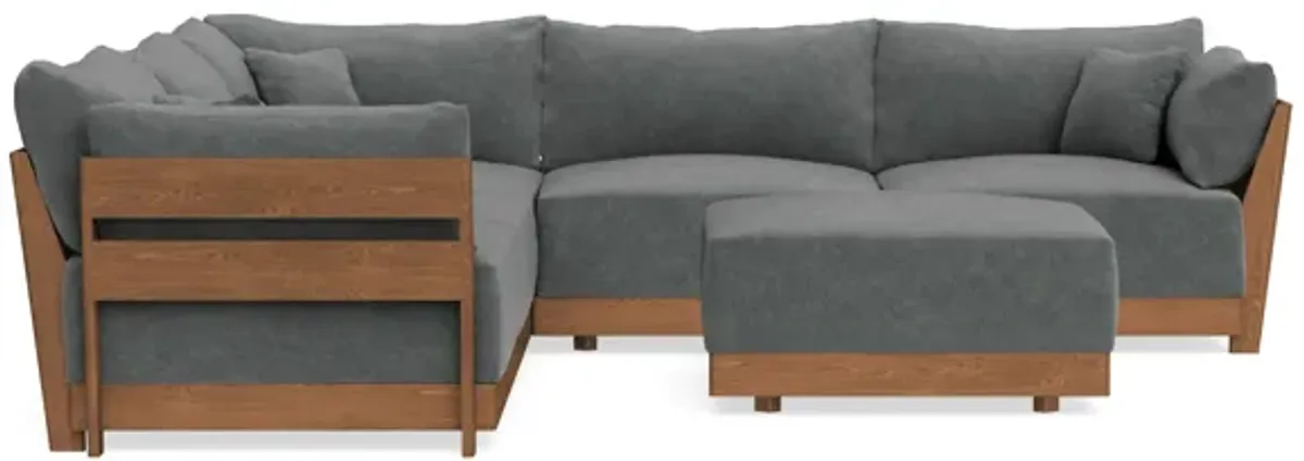 Modular Bondi Espresso 5-Seater Corner Sectional + Ottoman in Chimney Gray | Memory Foam Blend