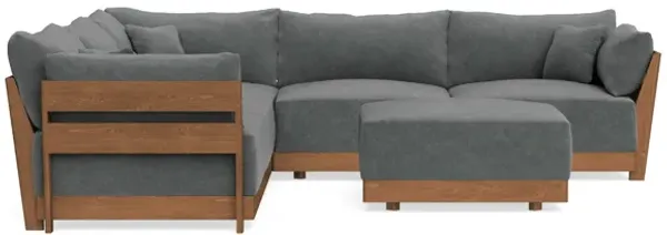 Modular Bondi Espresso 5-Seater Corner Sectional + Ottoman in Chimney Gray | Memory Foam Blend