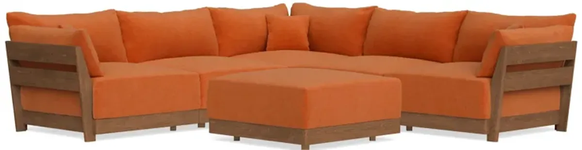 Modular Bondi Espresso 5-Seater Corner Sectional + Ottoman in Terracotta | Memory Foam Blend