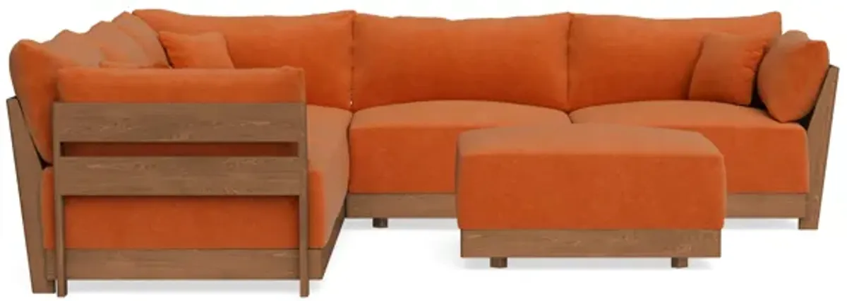 Modular Bondi Espresso 5-Seater Corner Sectional + Ottoman in Terracotta | Memory Foam Blend