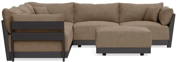 Modular Bondi Black 5-Seater Corner Sectional + Ottoman in Coffee | Memory Foam Blend