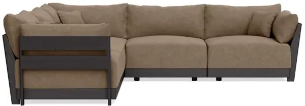 Modular Bondi Black 5-Seater Corner Sectional in Coffee | Memory Foam Blend