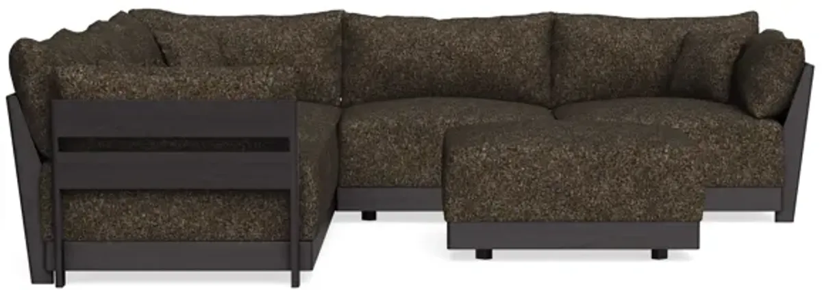 Modular Bondi Black 5-Seater Corner Sectional + Ottoman in Phantom | Memory Foam Blend