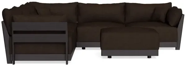 Modular Bondi Black 5-Seater Corner Sectional + Ottoman in Espresso | Memory Foam Blend