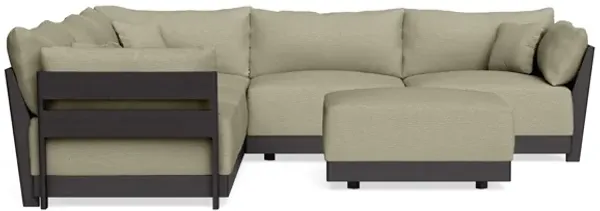 Modular Bondi Black 5-Seater Corner Sectional + Ottoman in Cappuccino | Memory Foam Blend
