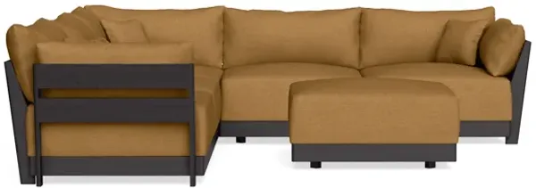 Modular Bondi Black 5-Seater Corner Sectional + Ottoman in Dijon | Memory Foam Blend