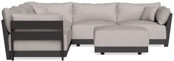 Modular Bondi Black 5-Seater Corner Sectional + Ottoman in Cloud | Memory Foam Blend