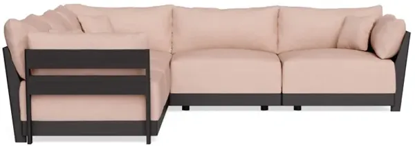 Modular Bondi Black 5-Seater Corner Sectional in Rose Quartz | Memory Foam Blend