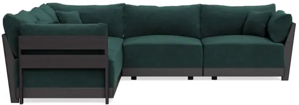 Modular Bondi Black 5-Seater Corner Sectional in Harbor Blue | Memory Foam Blend