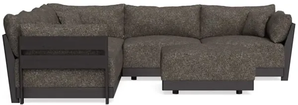 Modular Bondi Black 5-Seater Corner Sectional + Ottoman in Eclipse | Memory Foam Blend