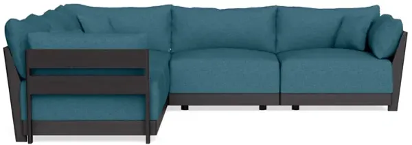 Modular Bondi Black 5-Seater Corner Sectional in Aegean Blue | Memory Foam Blend