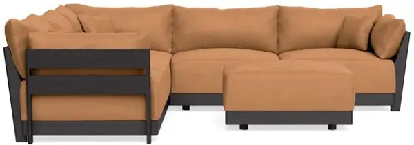 Modular Bondi Black 5-Seater Corner Sectional + Ottoman in Cheddar | Memory Foam Blend