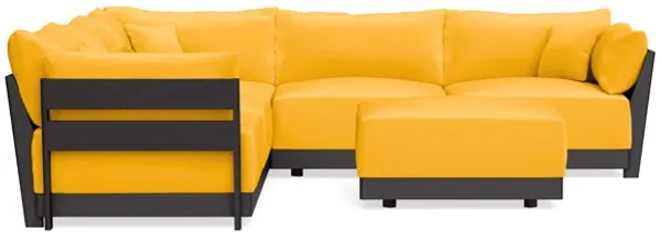 Modular Bondi Black 5-Seater Corner Sectional + Ottoman in Marigold | Memory Foam Blend