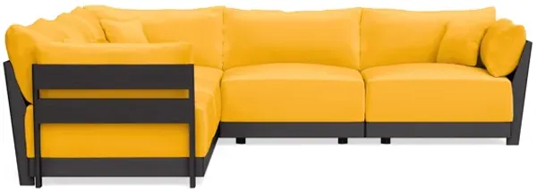 Modular Bondi Black 5-Seater Corner Sectional in Marigold | Memory Foam Blend