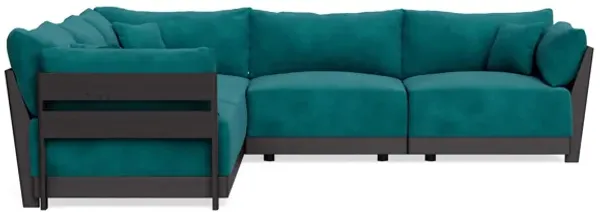 Modular Bondi Black 5-Seater Corner Sectional in Peacock | Memory Foam Blend